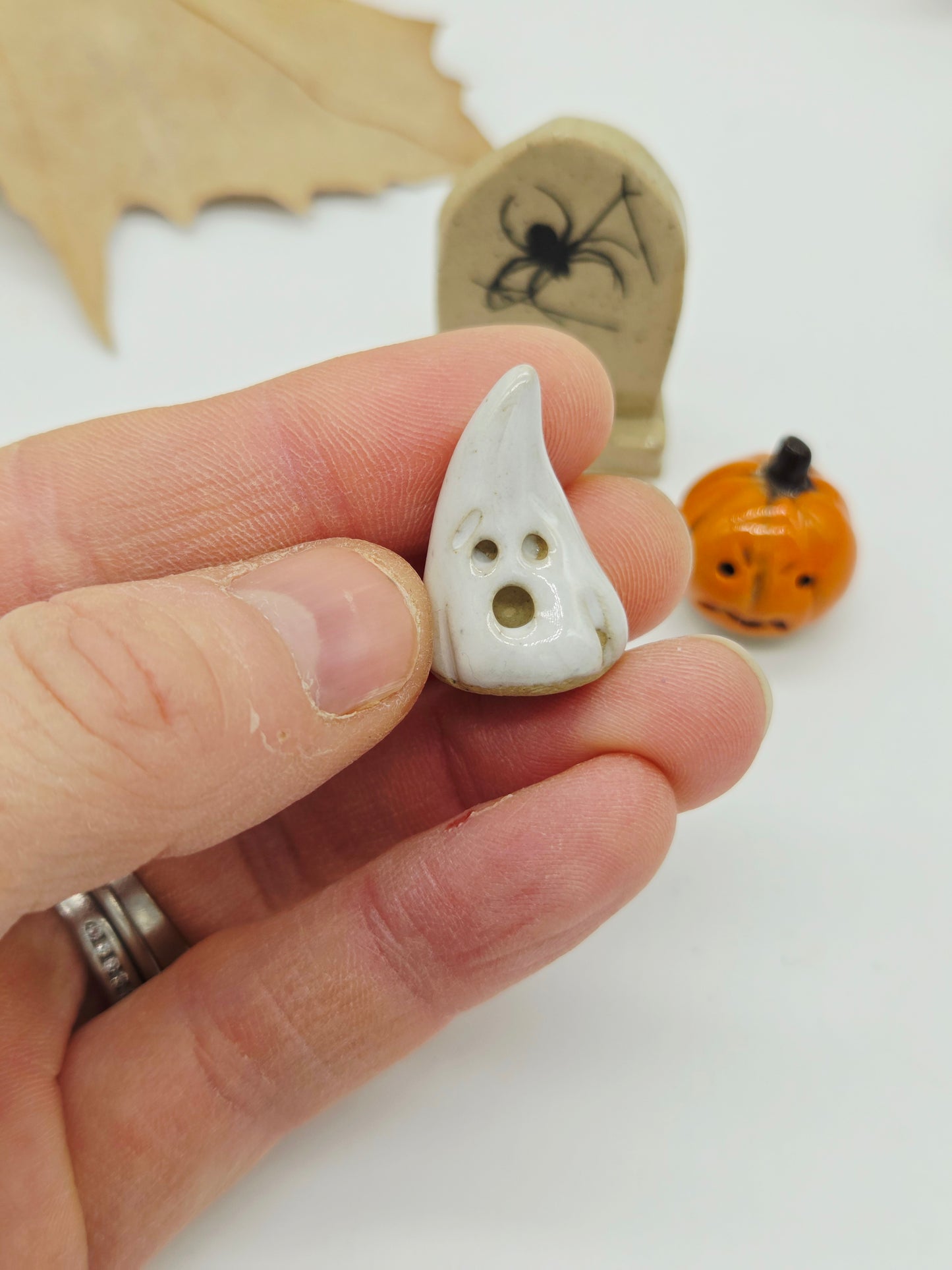 Spooky Set of 3 Tiny Ceramics - Spiderweb