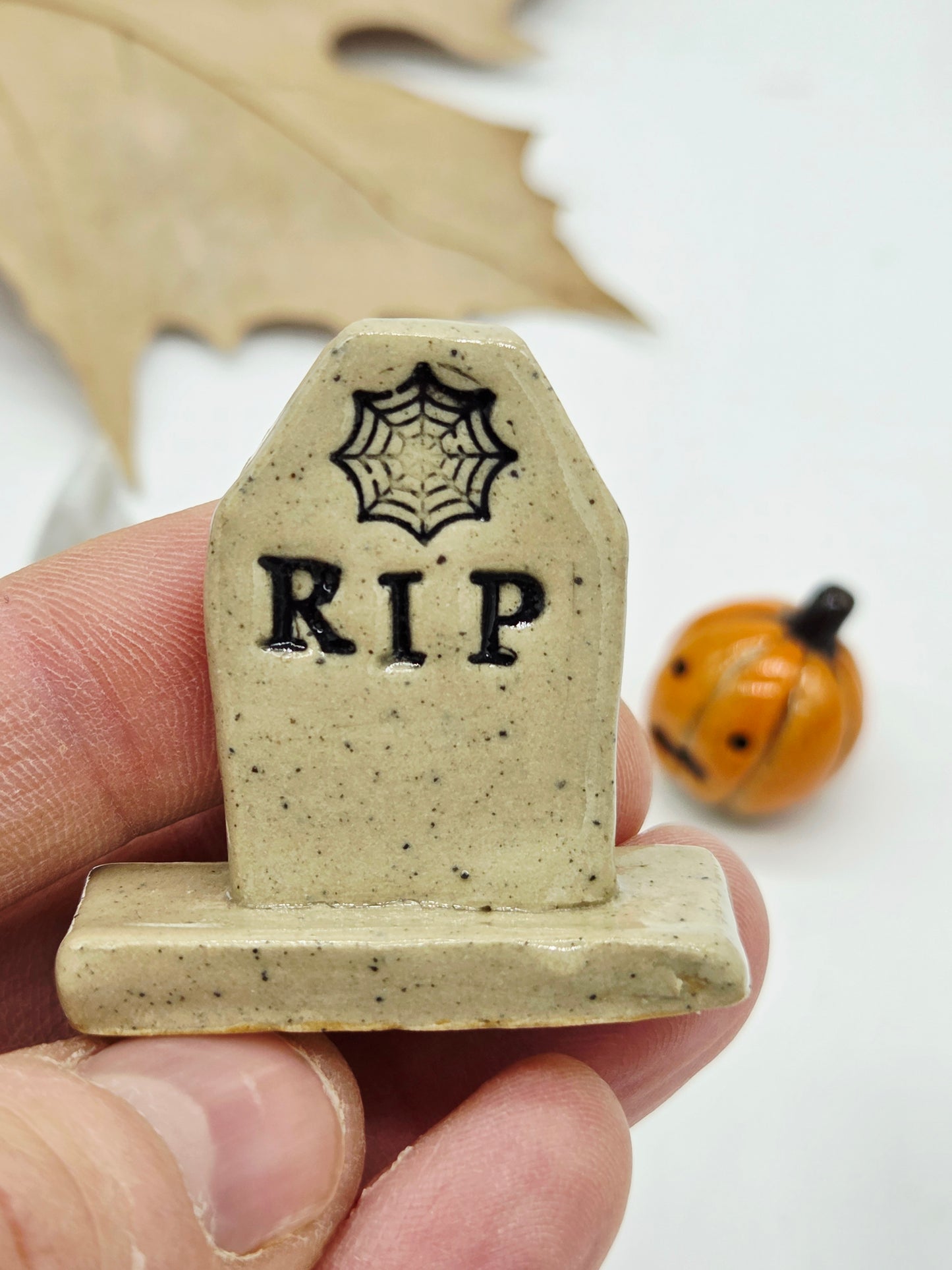 Spooky Set of 3 Tiny Ceramics - Spiderweb