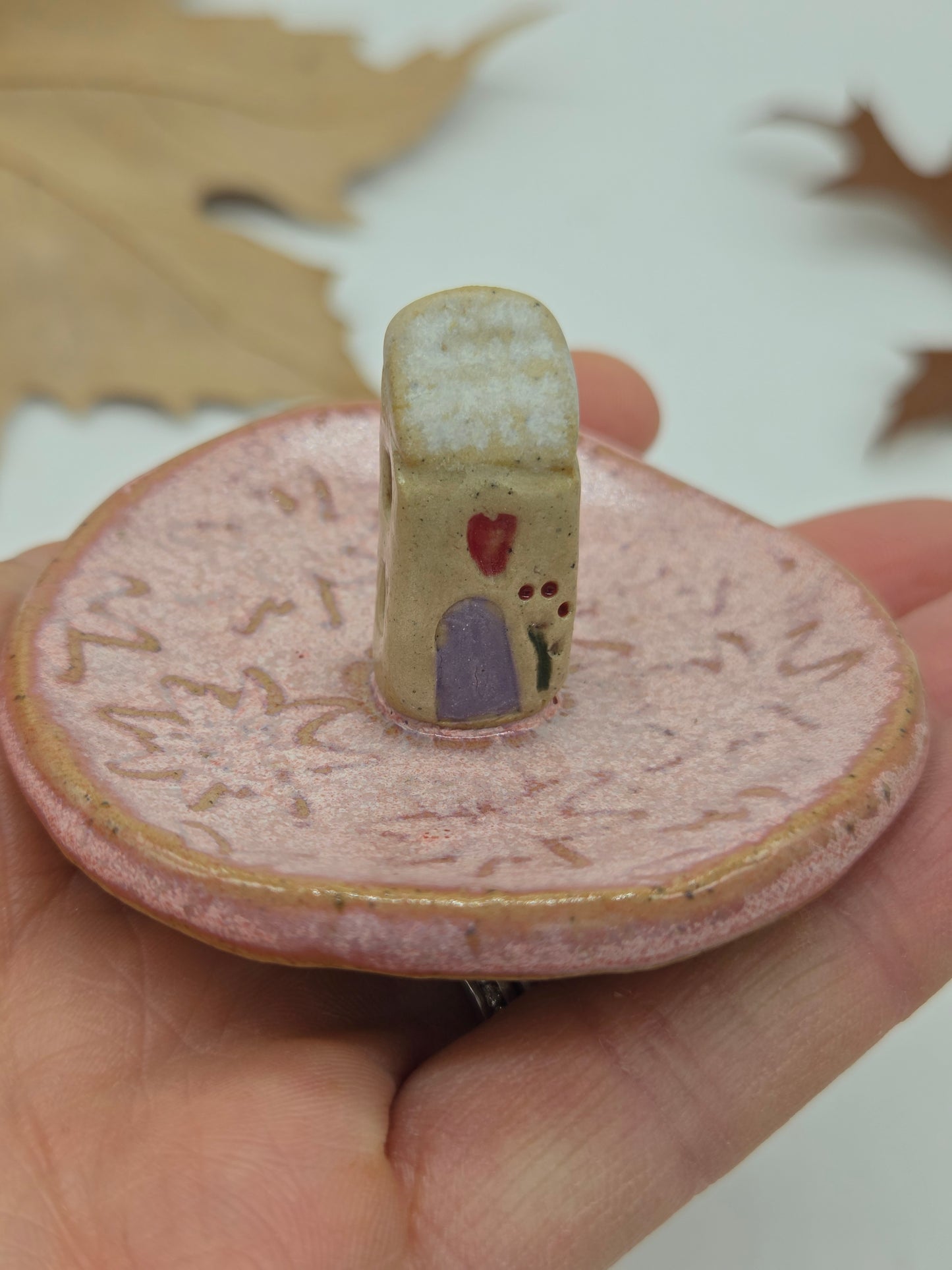 Tiny House Ring Dish - Pink with Cream Roof
