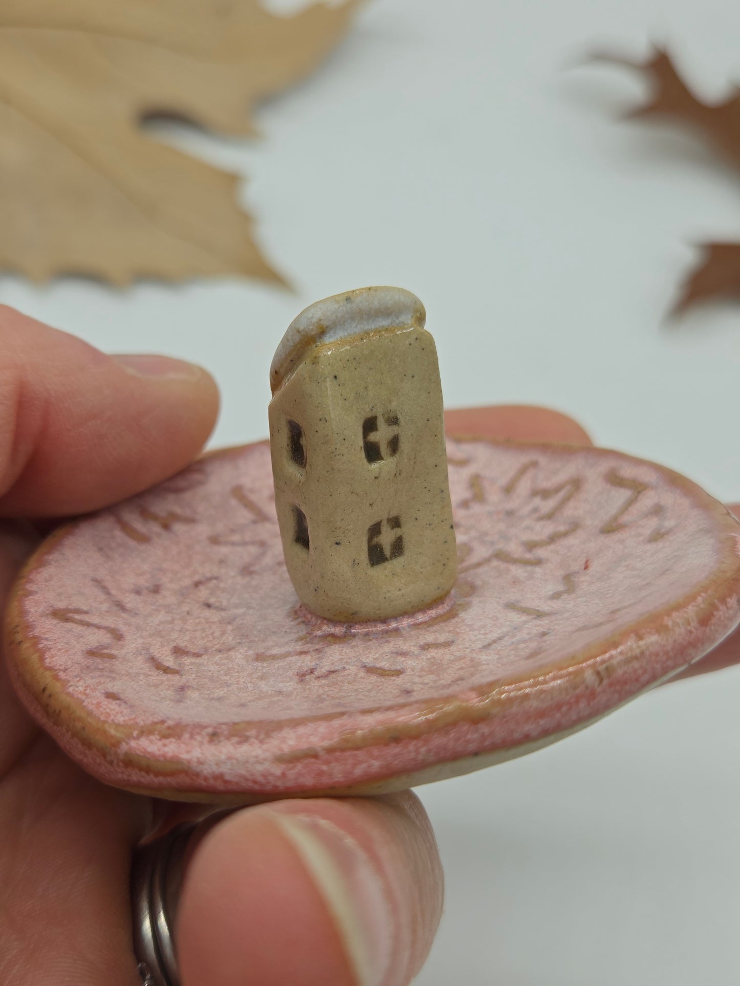 Tiny House Ring Dish - Pink with Cream Roof