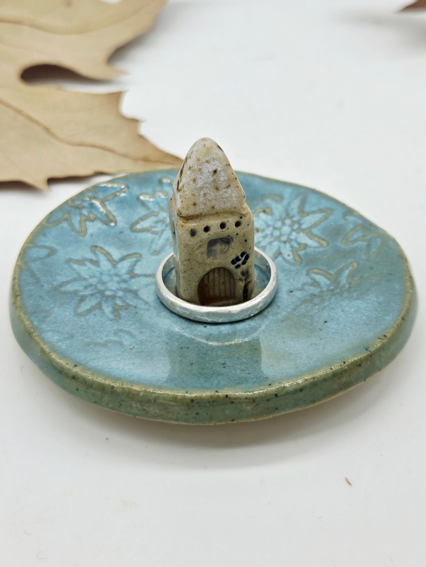 Tiny House Ring Dish - Blue with Cream Speckled Roof