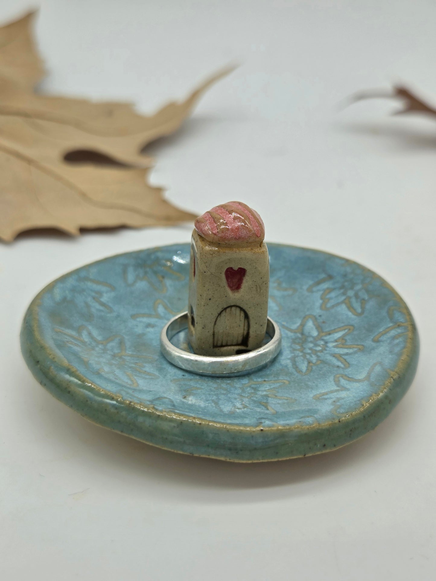 Tiny House Ring Dish - Blue with Pink Roof