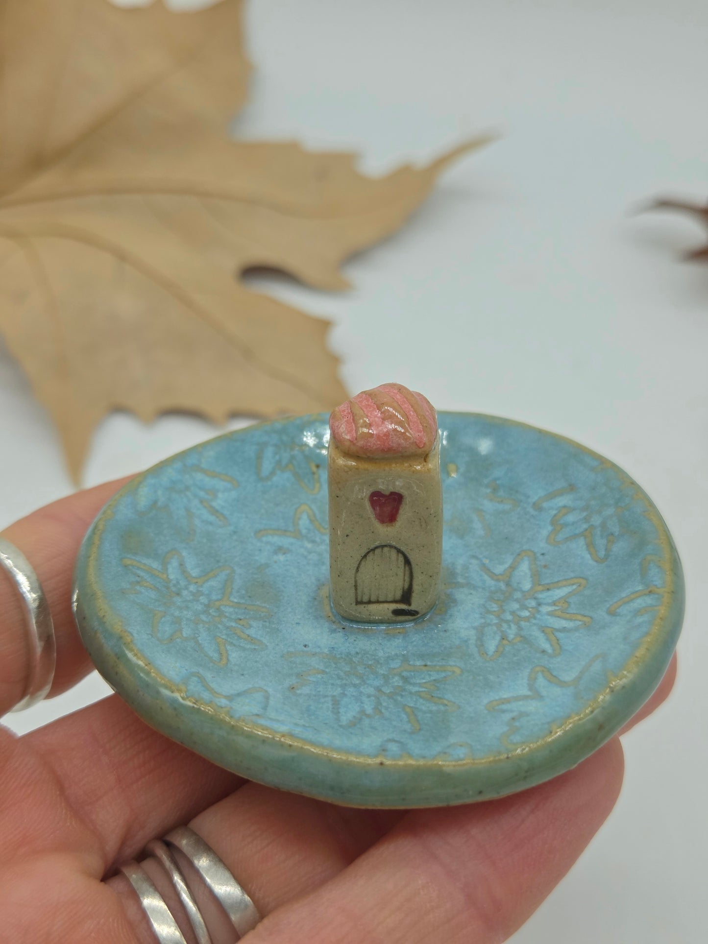Tiny House Ring Dish - Blue with Pink Roof