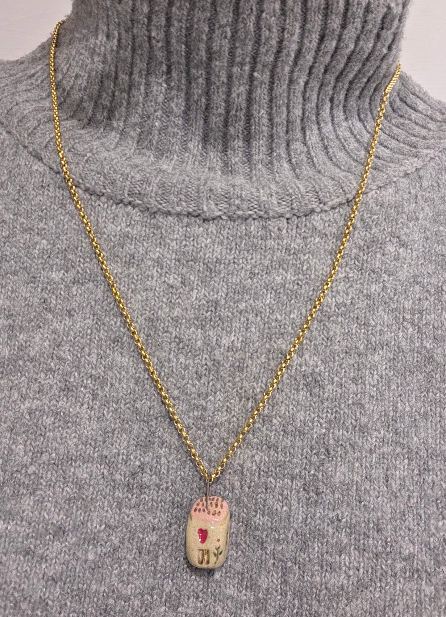 Tiny House Pendant on 18ct Gold Plated 24" Rolo Chain