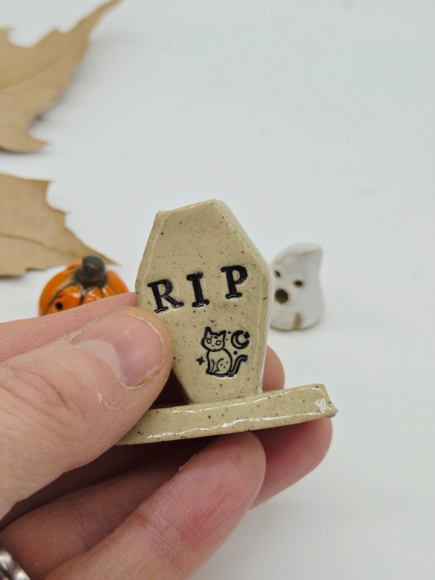 Spooky Set of 3 Tiny Ceramics  - Coffin Toom