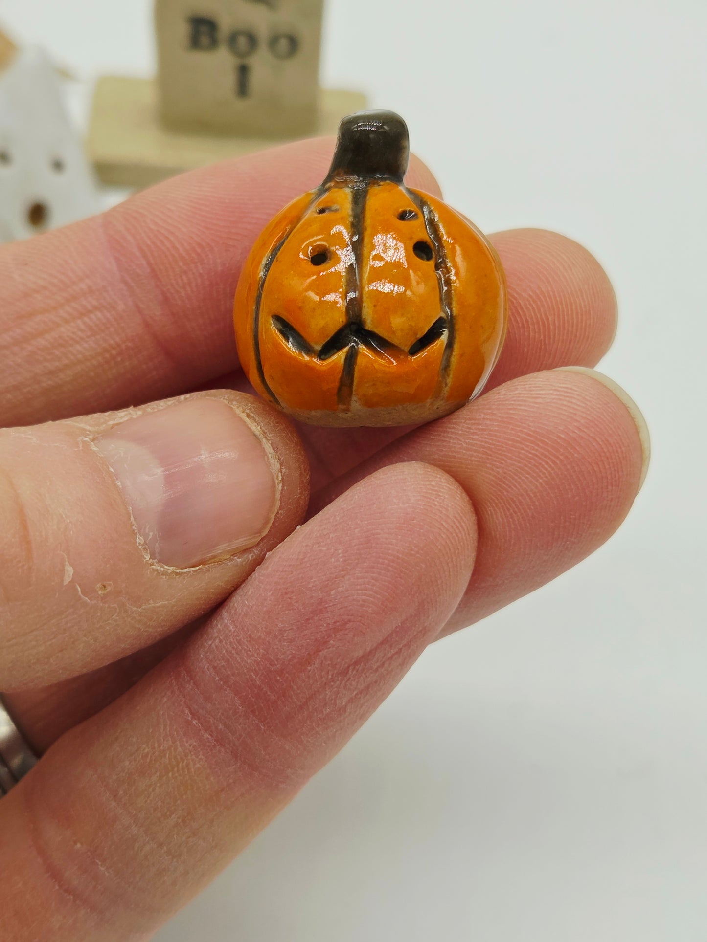Spooky Set of 3 Tiny Ceramics  - Boo Ghost