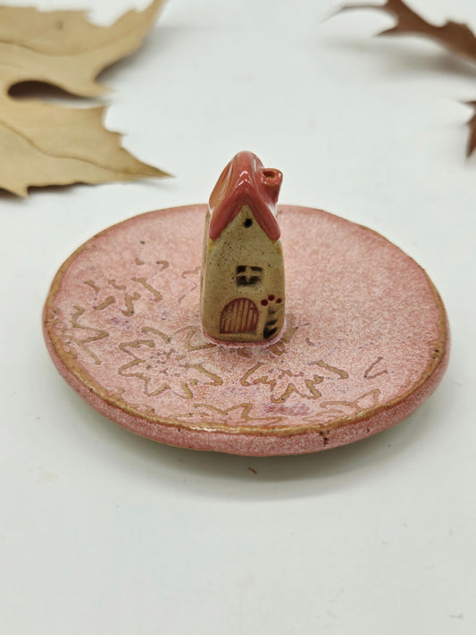 Tiny House Ring Dish - Pink with Pink Roof