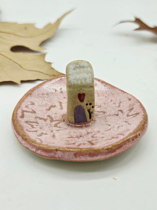 Tiny House Ring Dish - Pink with Cream Roof
