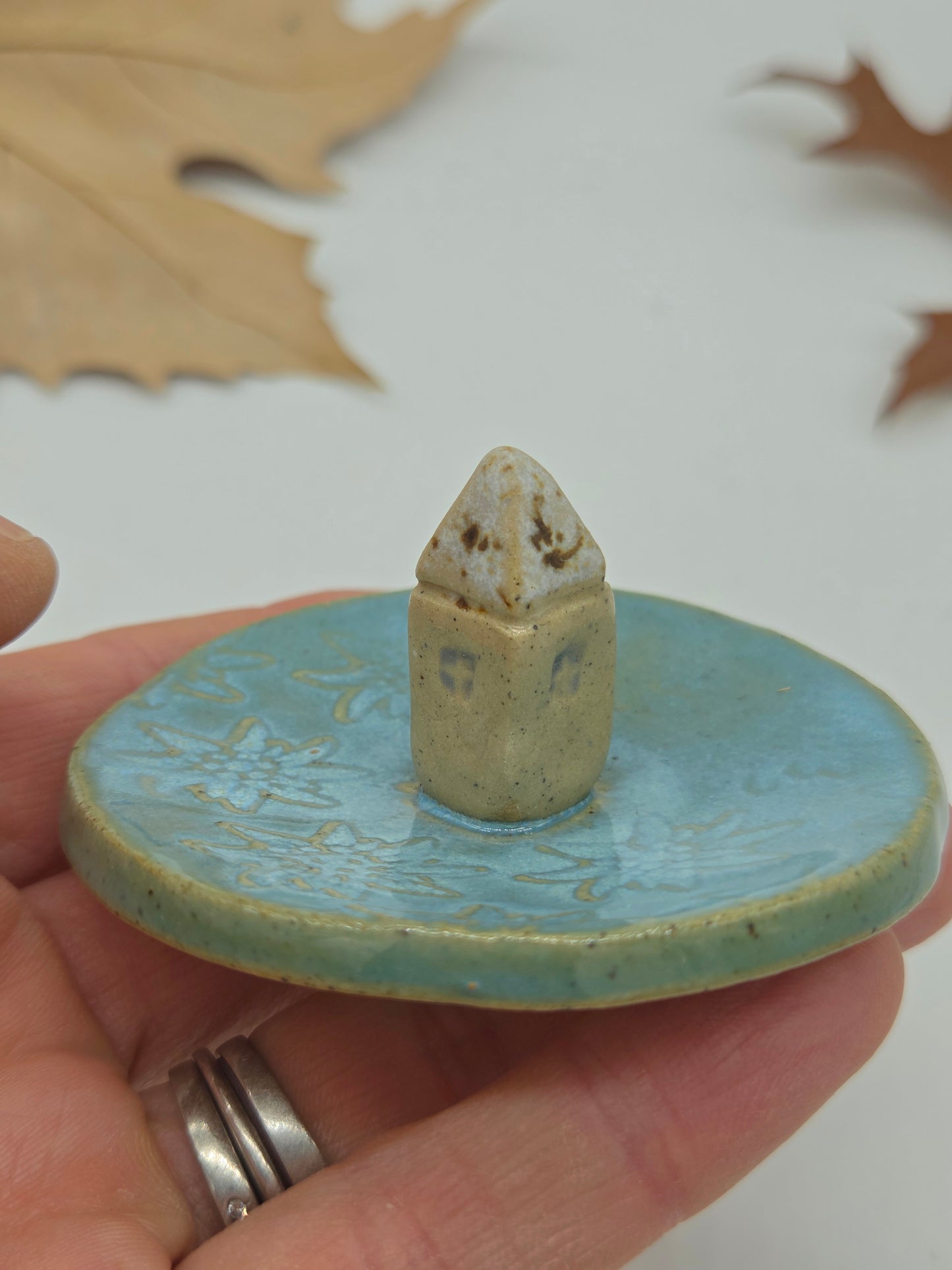 Tiny House Ring Dish - Blue with Cream Speckled Roof