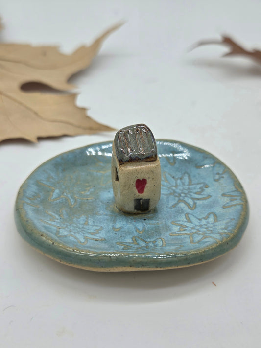 Tiny House Ring Dish - Blue with Grey Roof