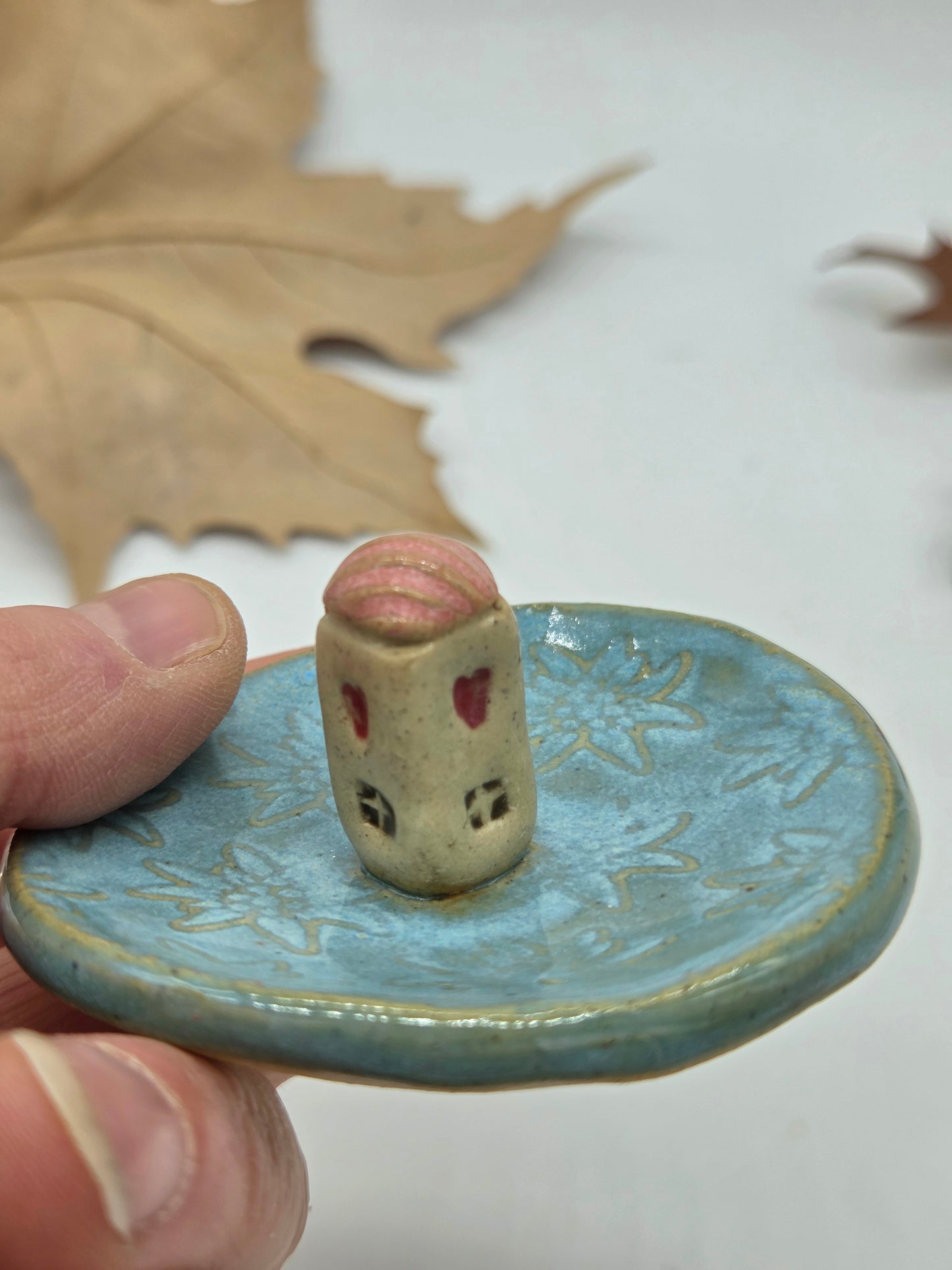 Tiny House Ring Dish - Blue with Pink Roof