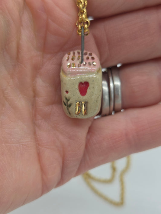 Tiny House Pendant on 18ct Gold Plated 24" Rolo Chain